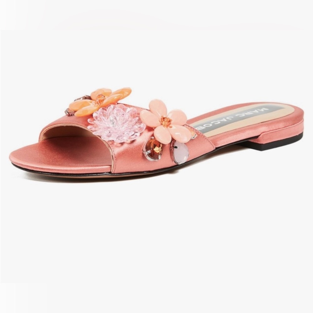 Marc Jacobs - Clara Embellished Satin Slide Sandals